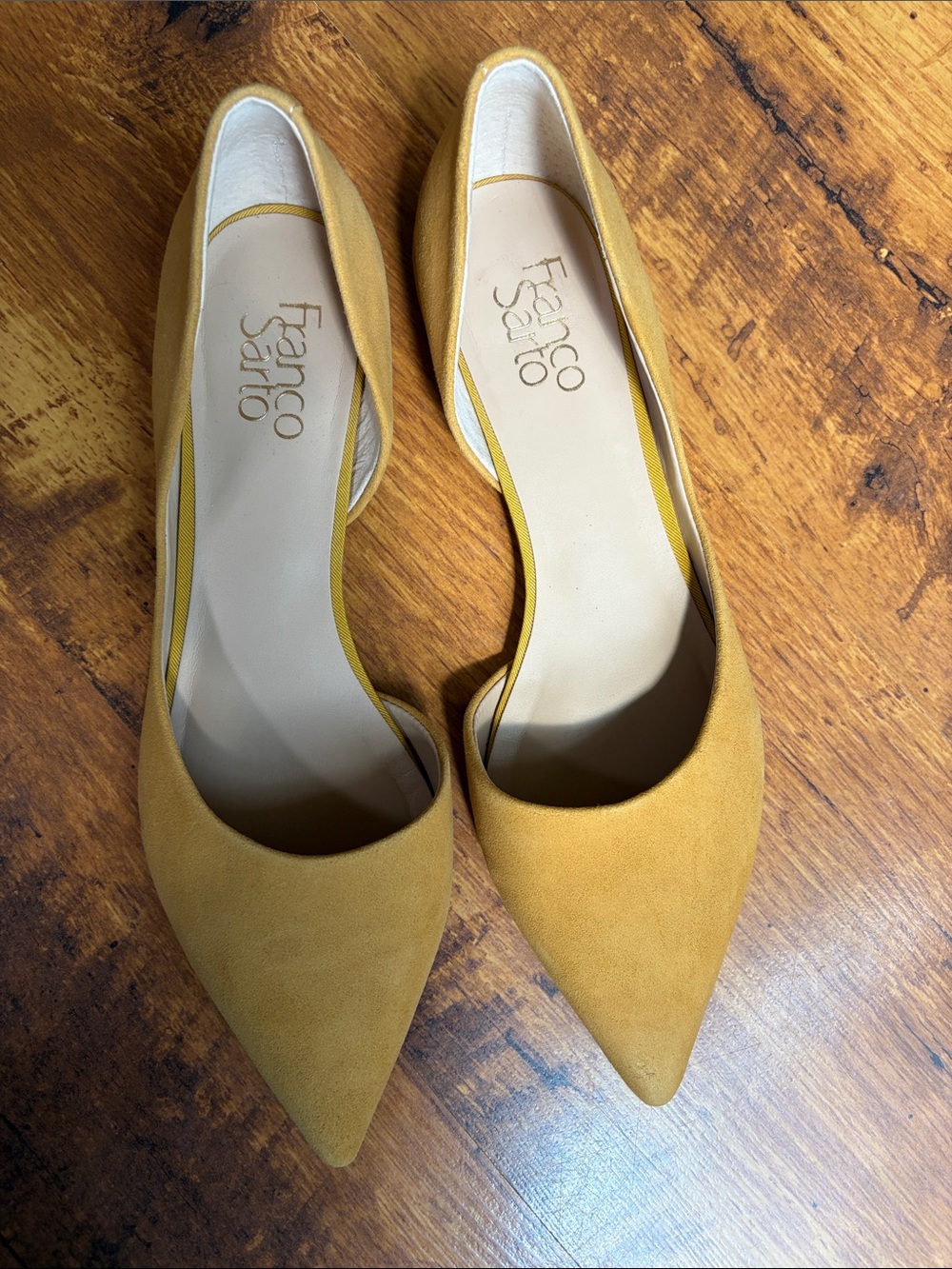 Franco Sarto Women’s Mustard Yellow Pointed-Toe Flats